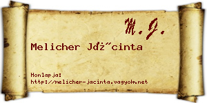 Melicher Jácinta névjegykártya